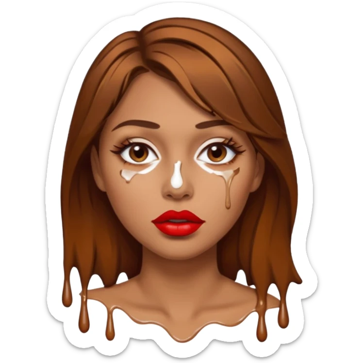 Brown Hair, Woman, white paint drip, face, hot, Sexy, lips sticker