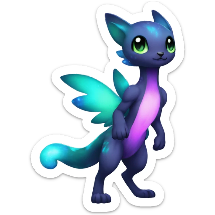 Cute cool black nebula green blue purple pink animal hybrid Fakemon full body sticker