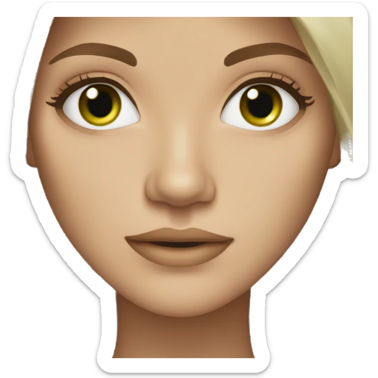 beautiful woman long brown hair green eyes beige skin sticker