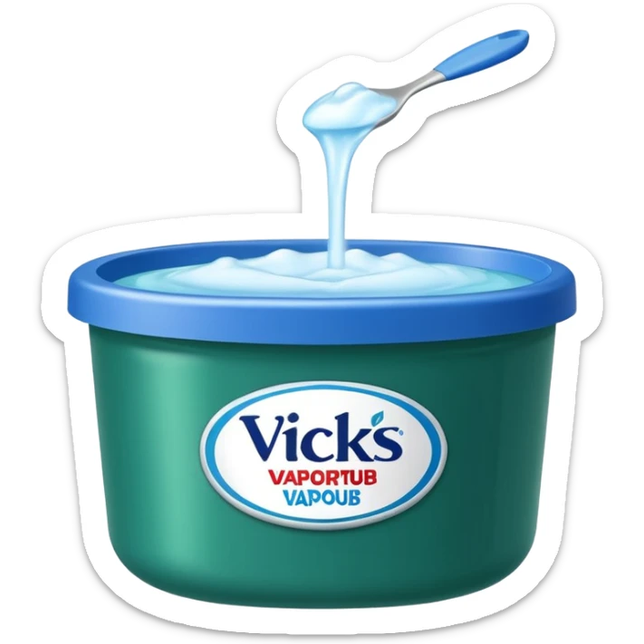 make an emoji of Vicks Vaporub - it should have a dark green lid and a blue tub sticker