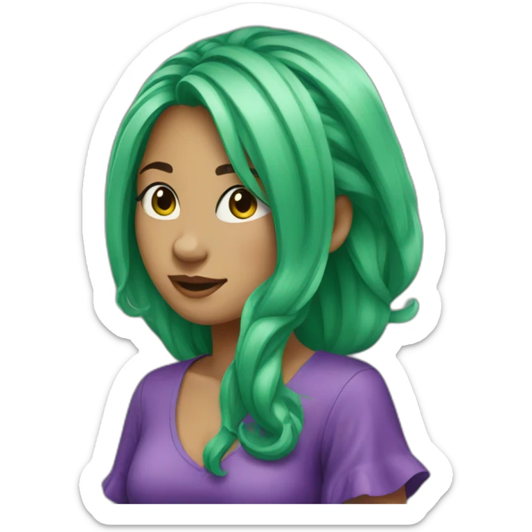 girl-with-green-hair-and-purple-dress sticker