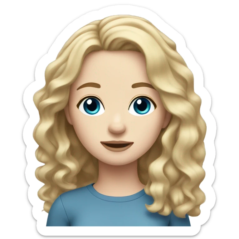 dark blonde hair girl blue eyes pale skin wavy hair sticker