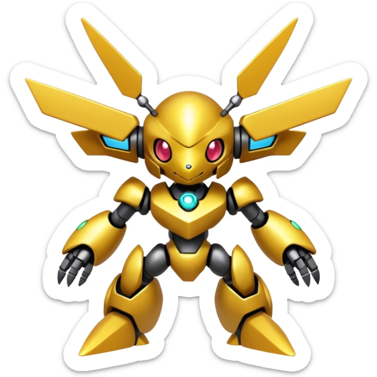 Shiny Futuristic Cool Edgy Cute Fakemon-Pokemon-Digimon-Spectrobes-Medabot-fusion, full body sticker