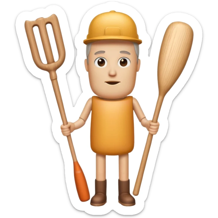 Make a wood tube with a face and wooden legs and arms and a bat sticker