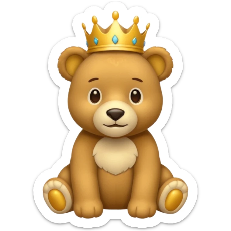 quiero que el emoji sea de un oso de peluche que tenga puesta una corona sticker