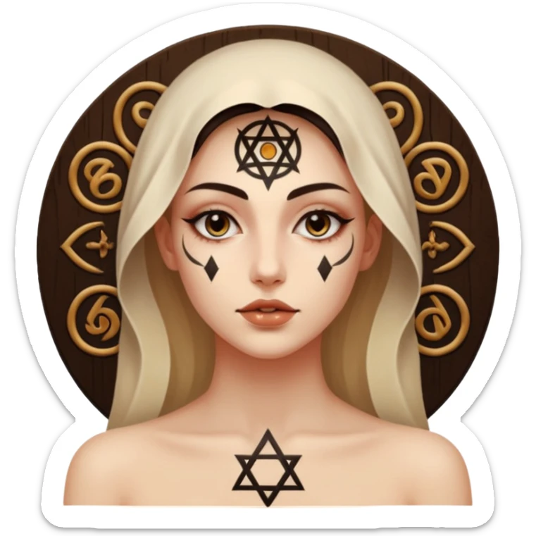 Dark oil traced over woman’s skin forming occult symbols, sensual devotion sticker