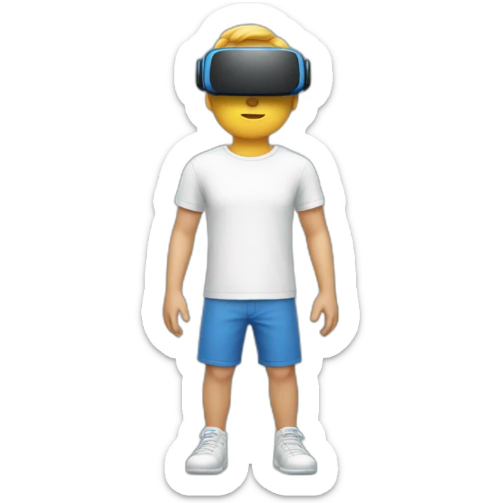 Un homme blanc qui joue à un jeux vr avec un t-shirt bleus sticker