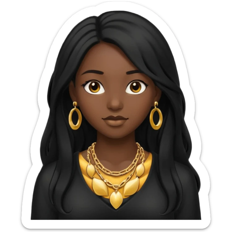 Black  girl black long hair sticker