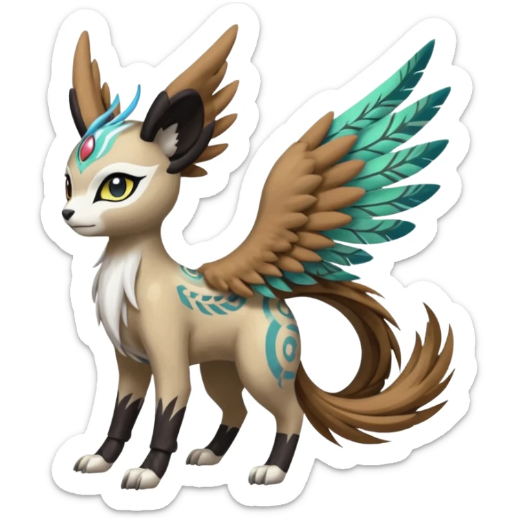 Tribal Painted Asian Graceful Gorgeous Meloetta-WereGarurumon-Trico-Pokémon-Fakémon-fusion-hybrid-creature sticker