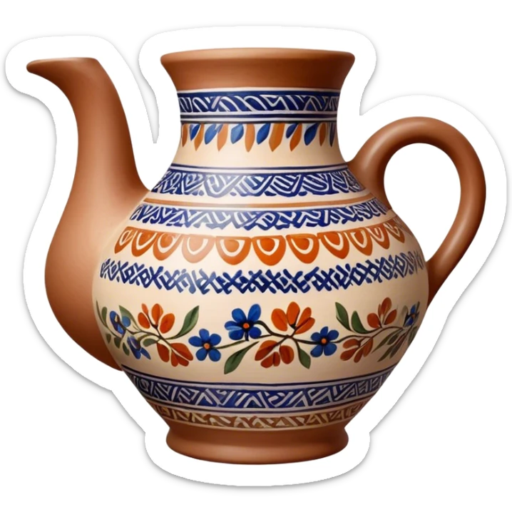 Cinematic Realistic image of a piece of Bolesławiec pottery, rendered with intricate, hand-painted designs and detailed textures, set against a softly illuminated backdrop that highlights its artisanal beauty sticker