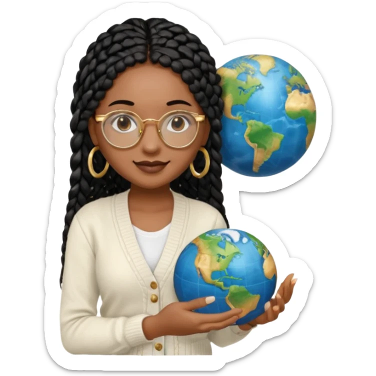 a-young-woman-wearing-fine-gold-round-glasses-and-black-hair-in-several-box-braids,-she-has-light-black-skin,-and-she's-wearing-a-white-shirt-with-an-black-cardigan-on-top.-she's-holding-a-globe-in-one-hand.png sticker