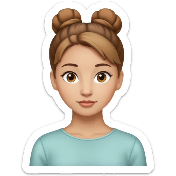 Light brown hair, light brown eyed female cutie that always wears her hair in a bun on the top of her head  sticker
