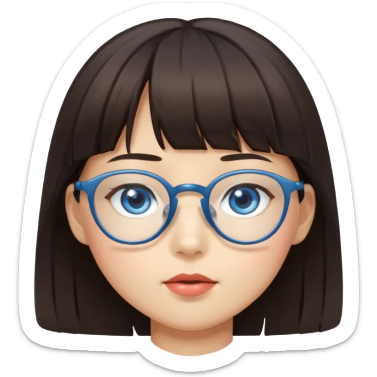 Asian girl with bangs and glasses with brunette blue eyed boy sticker