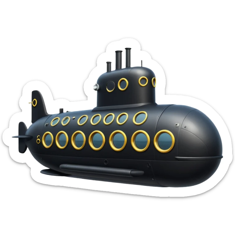can you generate an emoji of a black submarine with two portholes? sticker