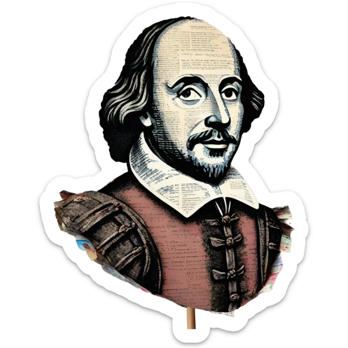 Shakespeare made of newspaper cuttings 420 roses flowers sticker