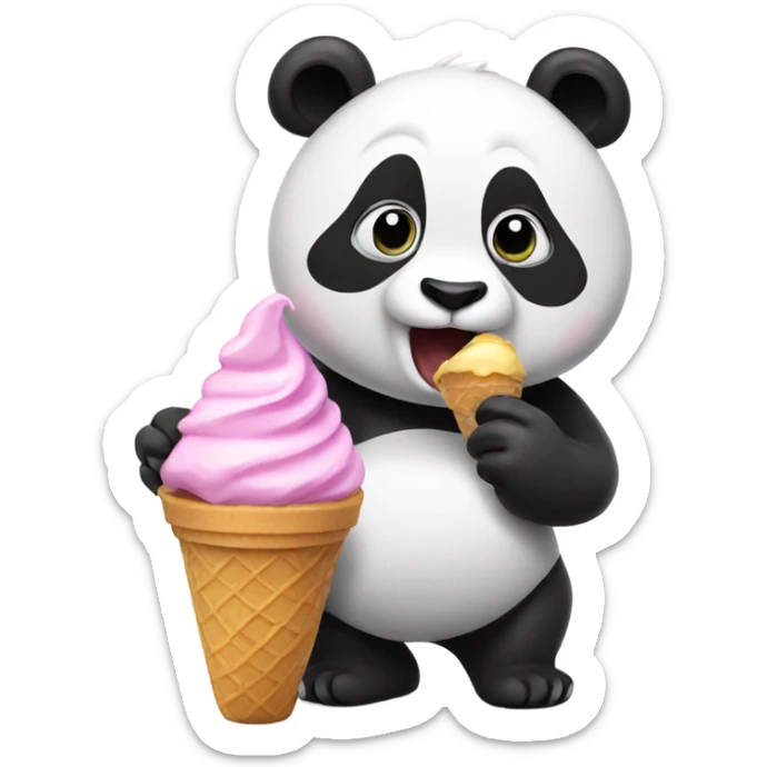 Panda eating ice cream sticker