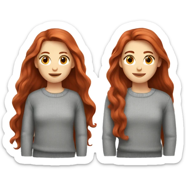 Redhead girl in red sweater, long hair with white skin and grey eyes  sticker
