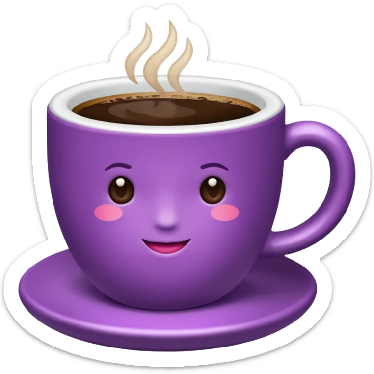 Create minimalist emoji in the style of Coffee Lover — a coffee shop and roastery brand.
Style: cozy, warm.
Colors — purple-pink range.
☕️ cup of coffee sticker