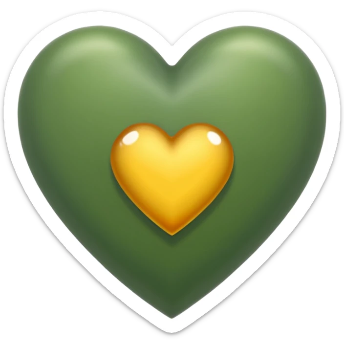 A heart with a golden hazel color in the middle and the sides are greenish gray and the rest of the heart color is green sticker