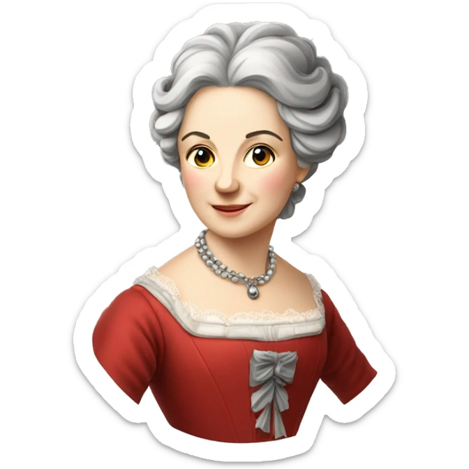 ￼ 18th century Italian aristocratic lady with grey hair and red dress sticker