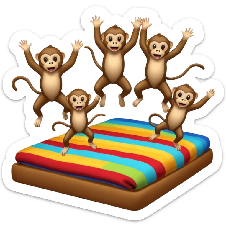 Cinco monitos salta en la cama uno se cayó se golpeó la cabeza mamá llamo al doctor ye le doctor dijo no más monos saita em la cama sticker