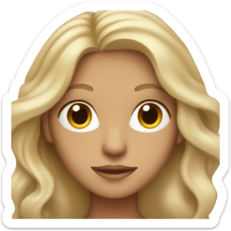 a woman with long wavy hair and brown eyes and white skin with macbook sticker
