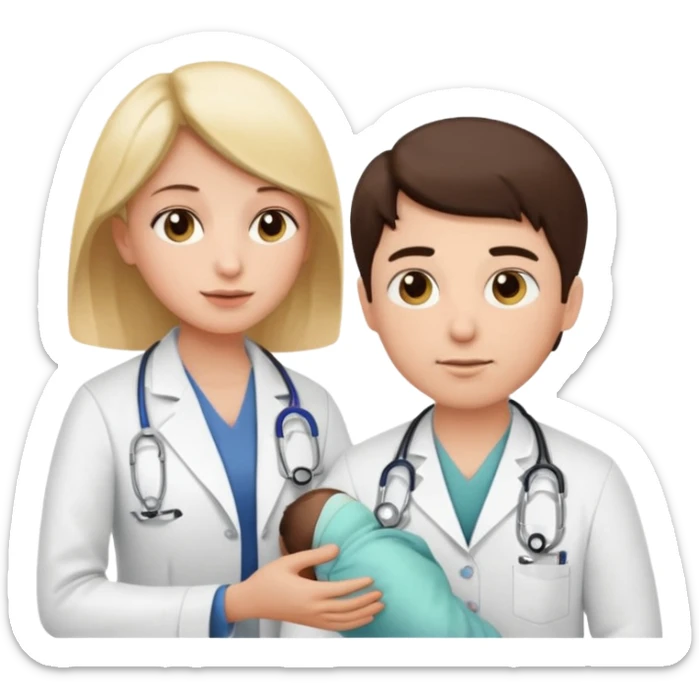 American doctor explaining to mother with sick child. for Family Medicine emoji with for family  sticker