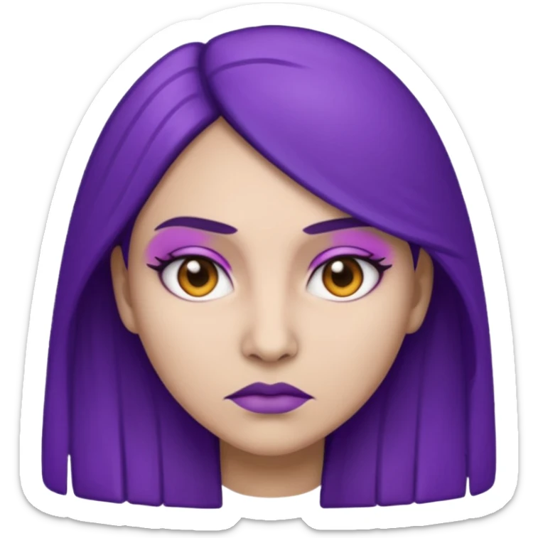 emoji of a racially ambiguous woman, who looks serious. no skin color please. use a color. sticker