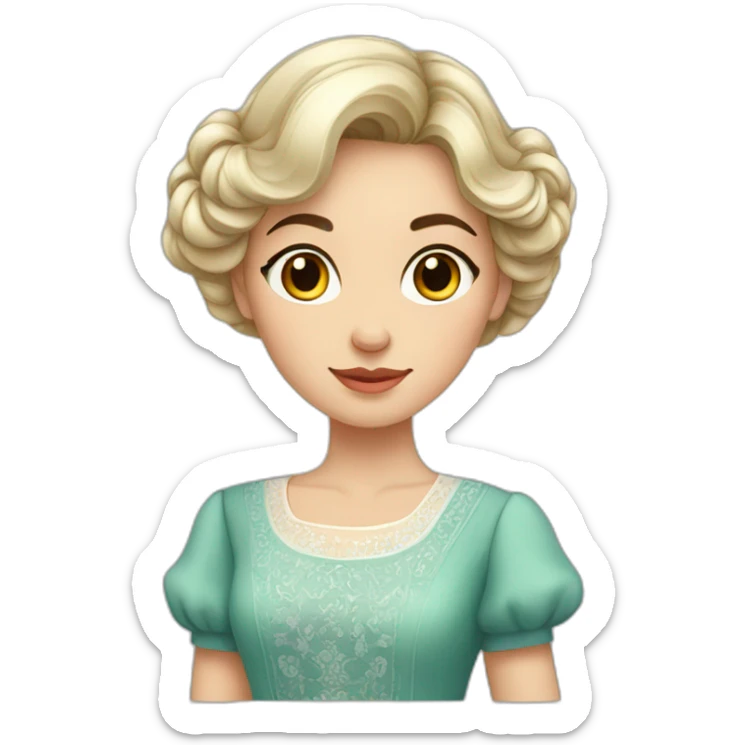 Beautiful russian girl with middle hair wearing middle dress sticker