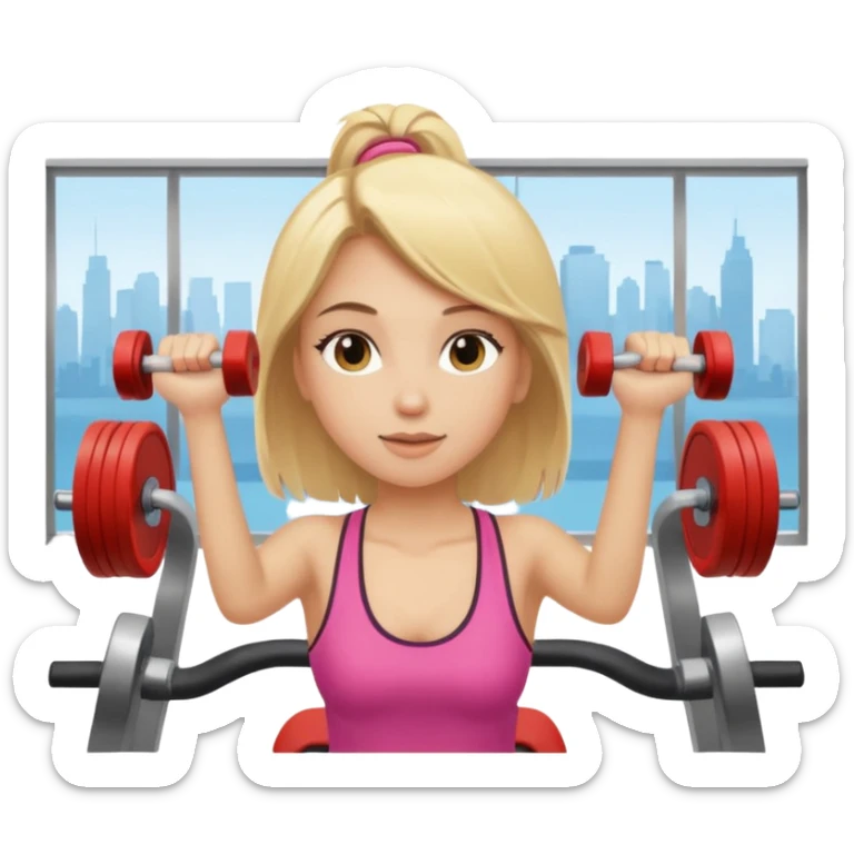 a young girl with blonde hair is exercising in the gym sticker