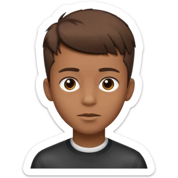 create a fringe haircut boy with a brown hair with hair little up more looking like quiff hairstyle but its going straight not on sid, it need to go on forhead in that direction sticker