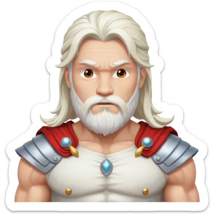Jupiter, God of Thunder from Gods and Goddesses with long white hair and beard, white outfit sticker