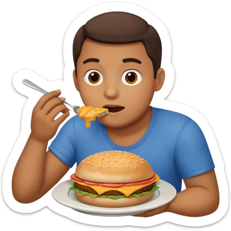 Big fat person eating lots of food sticker