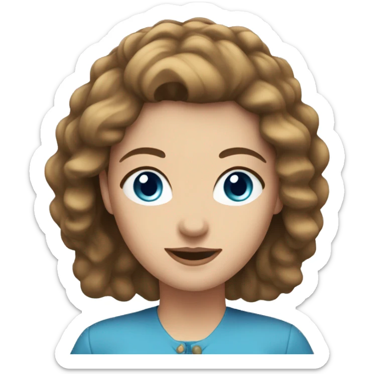 Caucasian woman with brown hair and blue eyes sticker
