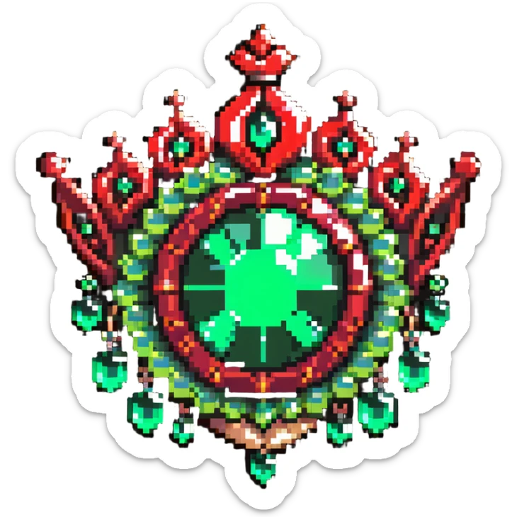 Crown-shaped member badge with green gemstones transitioning to red rubies at the tips sticker