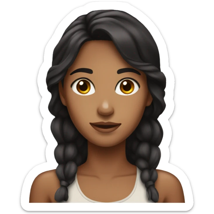 Girl with tan skin, dark hair, dark eyes, freckles sticker
