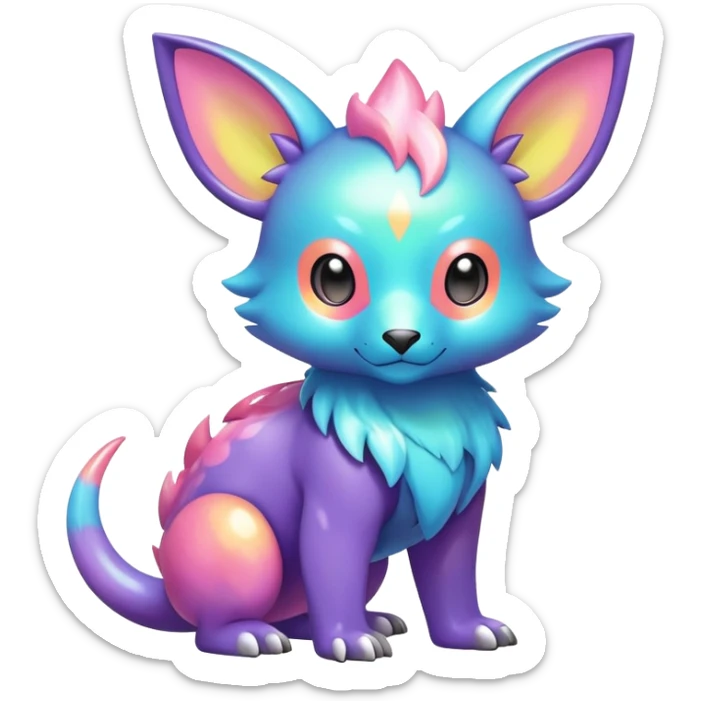Cute cool shiny dark pastel colorful animal hybrid Fakemon full body sticker