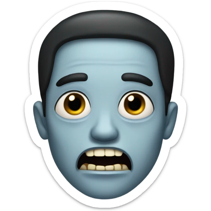 zumbi, black hair, dark eyes, big mouth and shot hair straight sticker