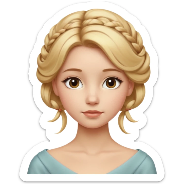 Cinematic Realistic pilates Girl Portrait, depicted with lifelike skin texture, subtle rosy undertones, and soft natural lighting that enhances the gentle contours of her face. Her intricately detailed golden blonde hair is elegantly styled in an updo, sticker
