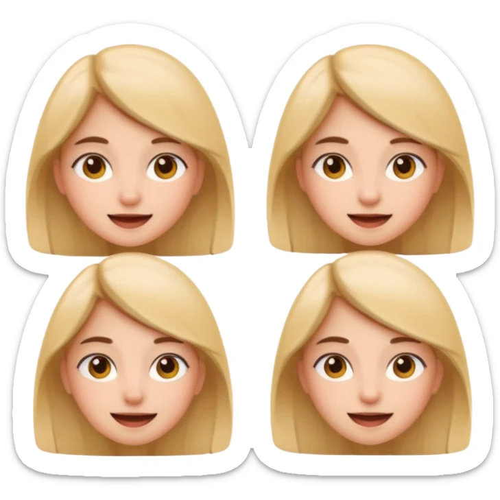 face of a 22-year-old woman, various expressions, natural skin tone, cute and friendly emoji style sticker