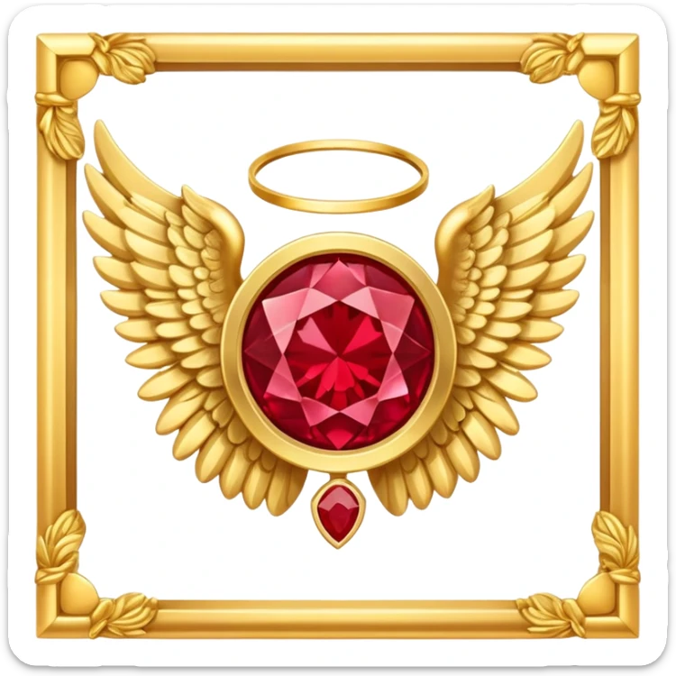 Number 3 place award in frame decorated with golden angel  wings and rubby stone sticker