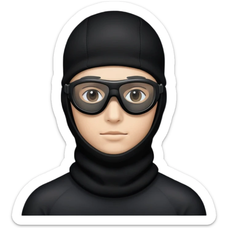 Face with black balaclava and black tinted sports glasses sticker
