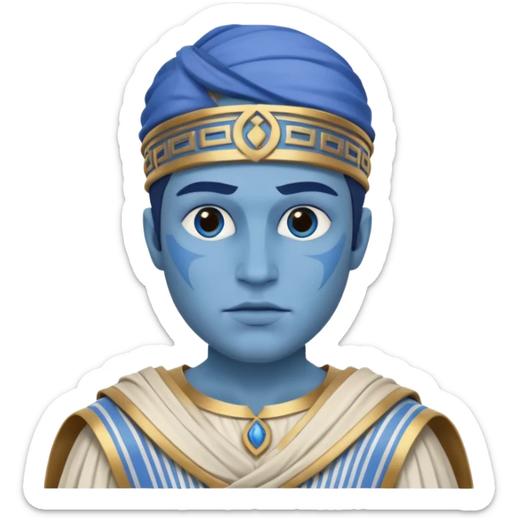 🤷🏻‍♂️  Quiero que lo ambientes en Grecia vestimenta y sea de piel azul sticker