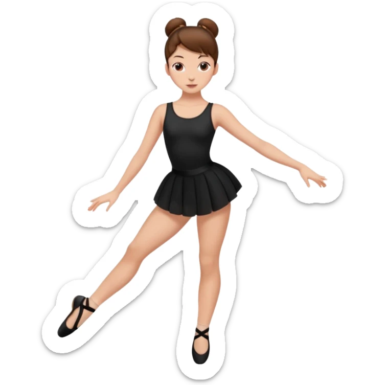 menina cabelos castanhos pele branca com coque vestida de roupas de jazz e sapatilhas pretas sticker