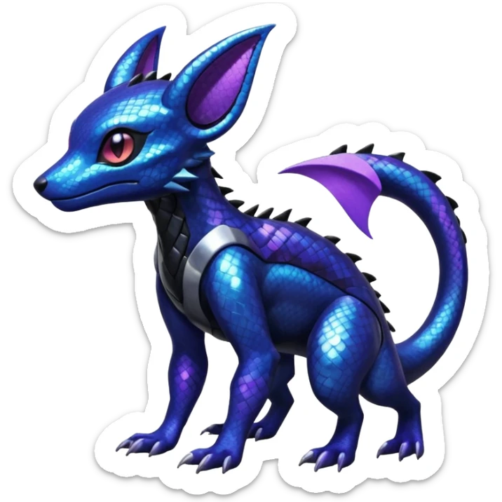 Shiny Cool Futuristic Salandit-Umbreon-Fakémon-hybrid-creature (full body)  sticker