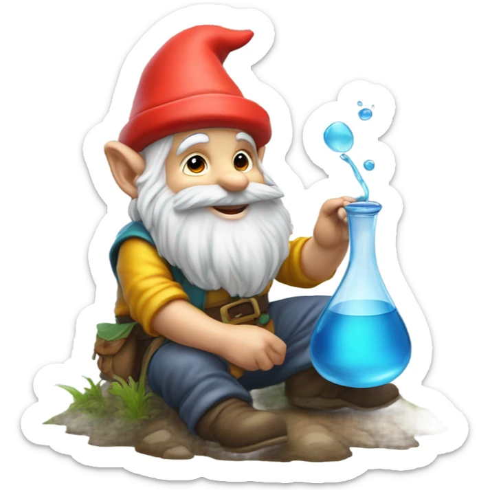 gnome pouring liquid on the ground as tribute to his homies sticker