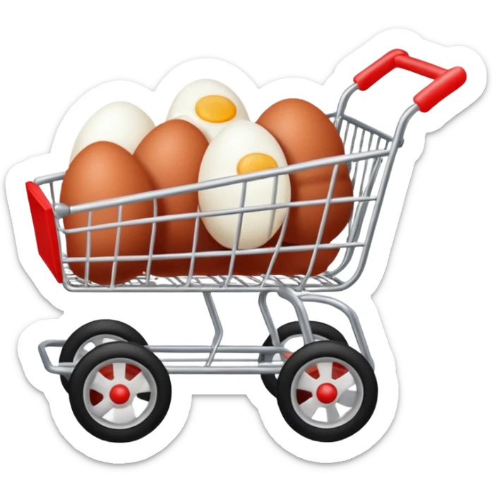 carrito de compras leche huevos carne pues que se vean los huevos mas pequeños  sticker