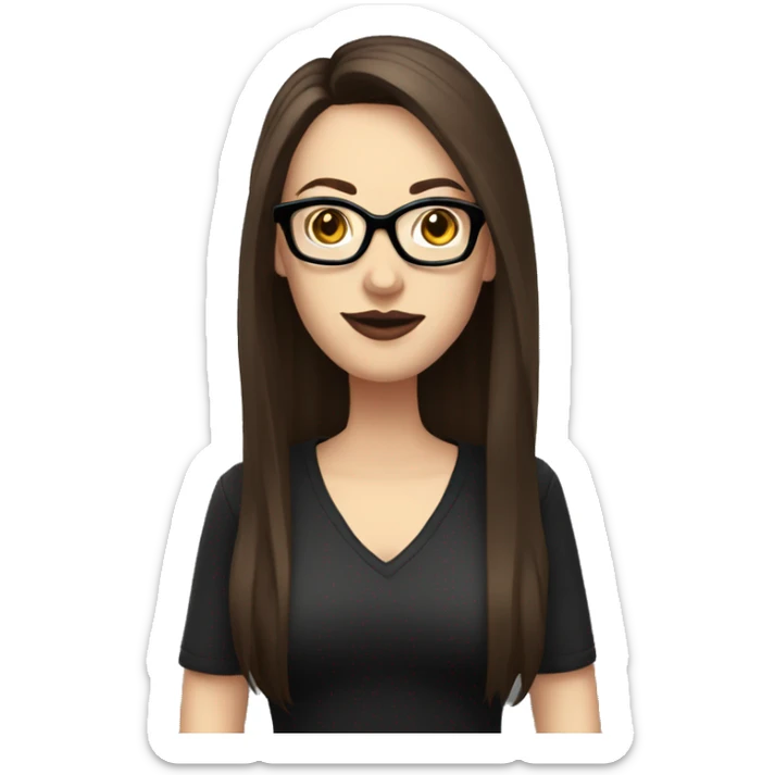 Caucasian-Mum-woman-goth-long-straight-brown-hair-standing-wearing-glasses-plus-size sticker
