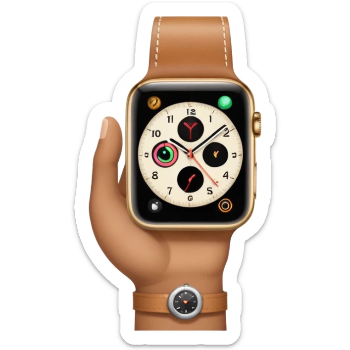 Just the finger like in the 4 picture but the watch on top of the sleeve, literally this emoji (👈) but with a Watch and a sleeve sticker