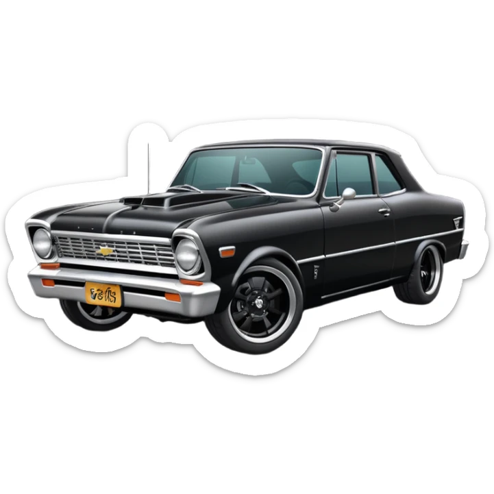 Catwoman’s  black metallic  1965 Chevy Nova SS street rat rod sticker